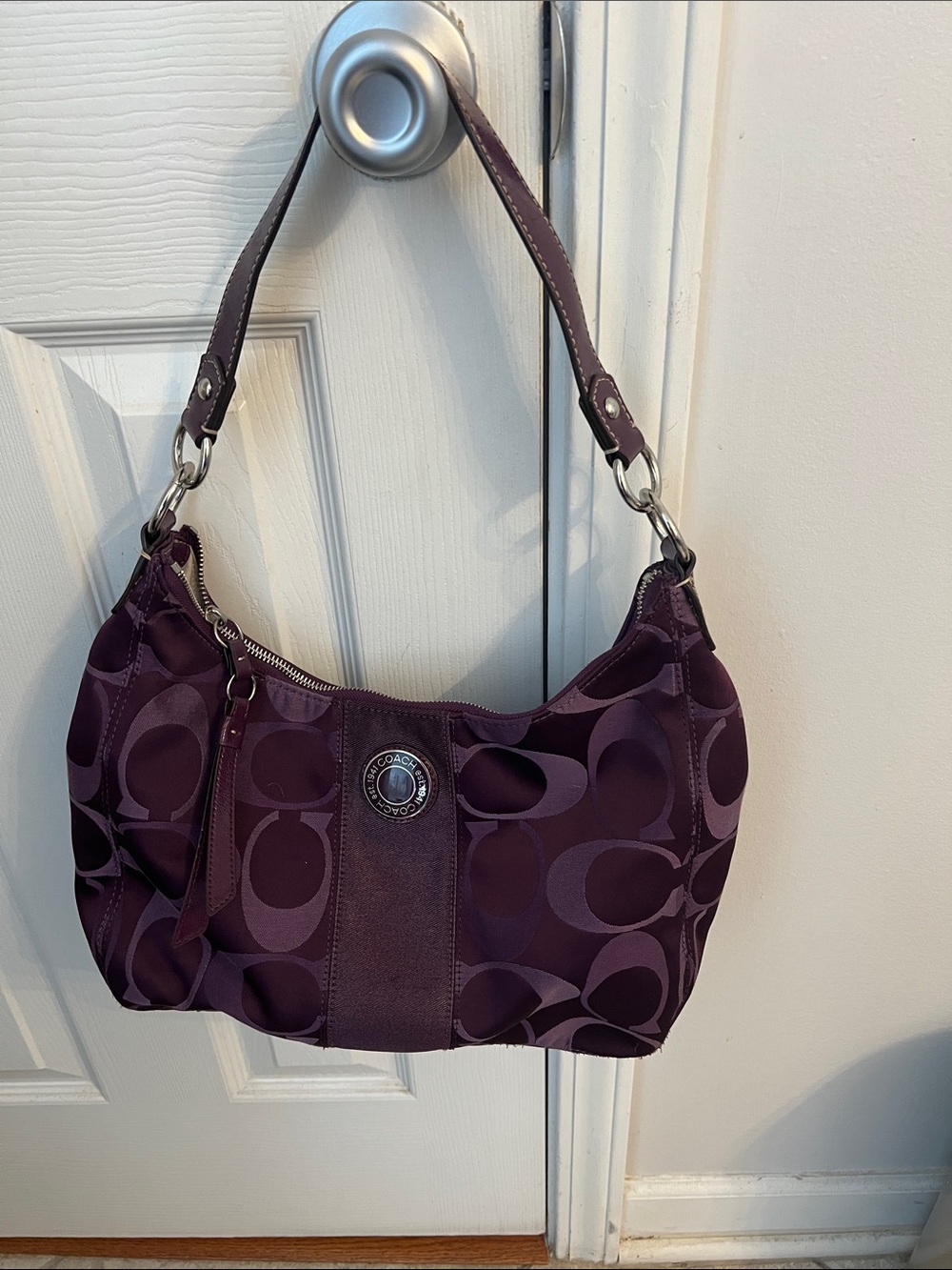 Coach Purple Signature Hobo Shoulder Bag